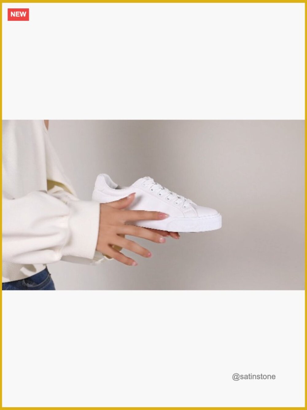 White PU Leather Sneakers Casual Walking Shoes Lace-Up Water-Resistant - Picture 6 of 6